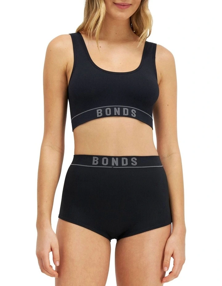 Retro Rib Hi Shortie in Black