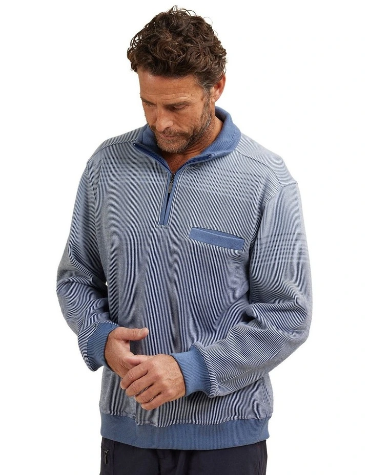 Jaspin French Rib Sweat Top in Blue