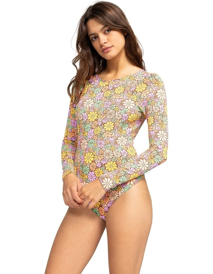 Fashion Long Sleeve One Piece Swimsuit in Root Beer