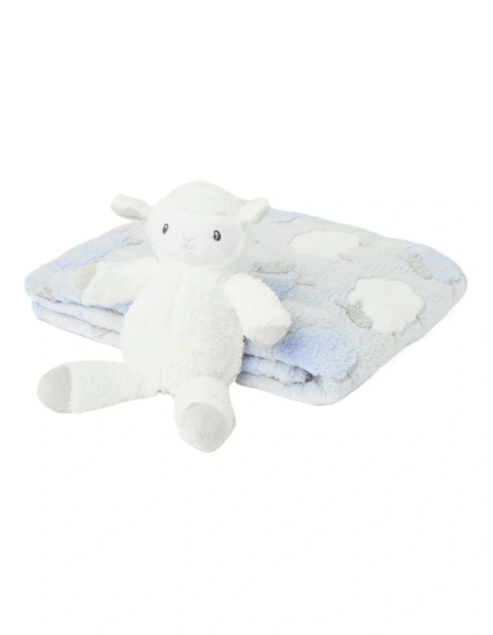 Coral Fleece Blanket with Toy in Blue