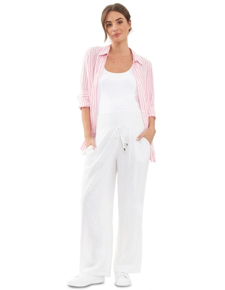 Indi Wide Leg Linen Pant in White
