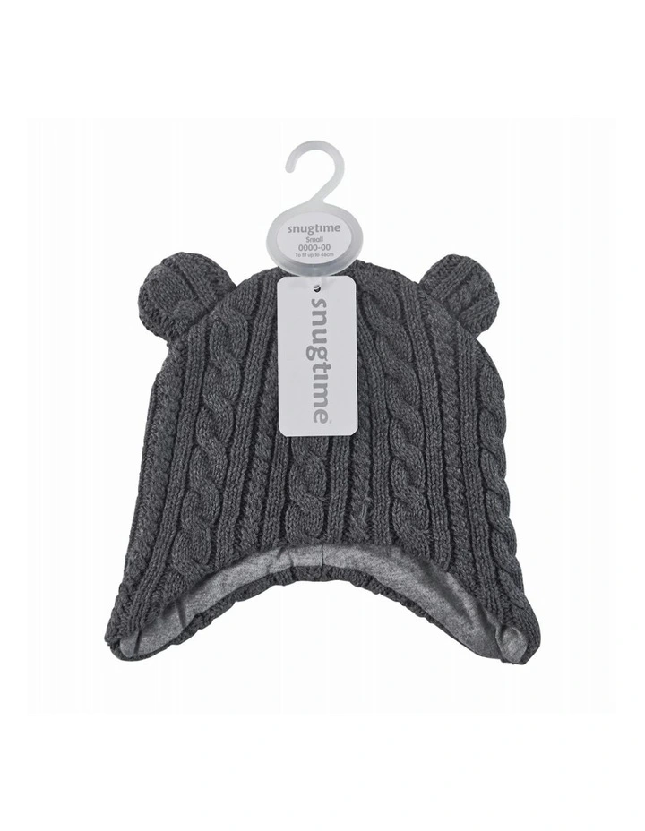 Cable Earmuff Beanie in Charcoal