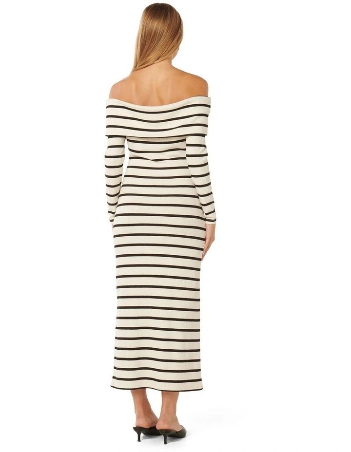 Louise Long Sleeves Midi Dress in Multi
