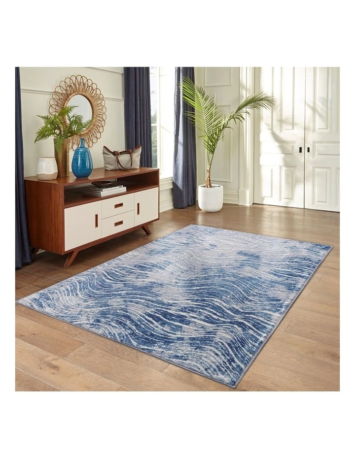 Shikhar Modern Distressed Rug in Blue