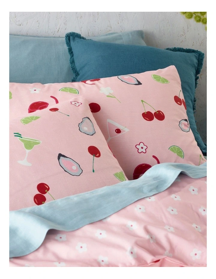 Cherry Lobster Printed Cotton Quilt Cover Set in Multi