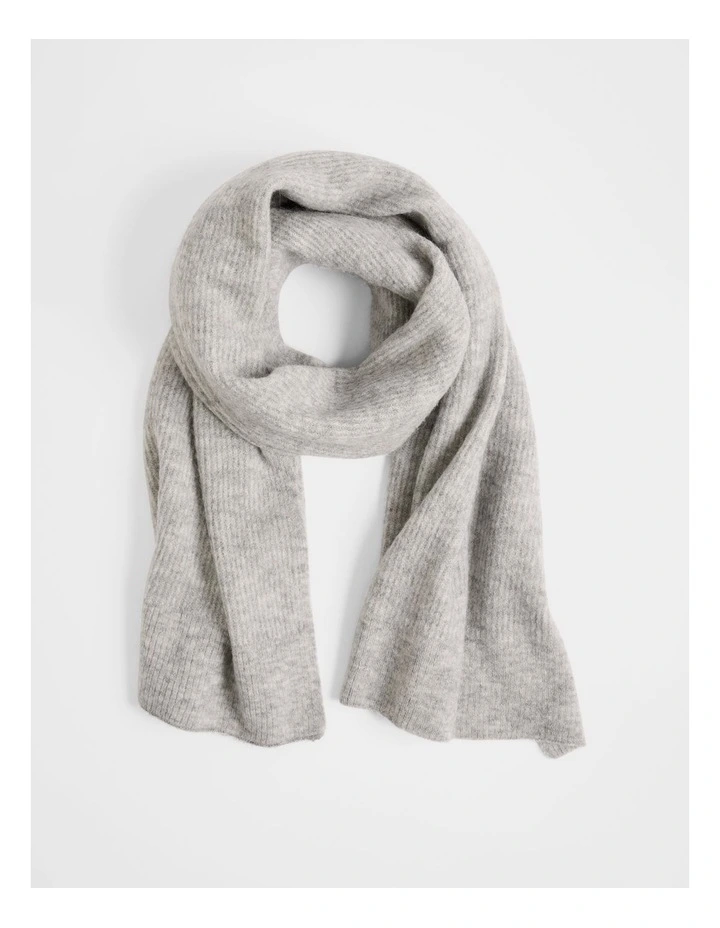 Alpaca Merino Blend Scarf in Light Grey Melange