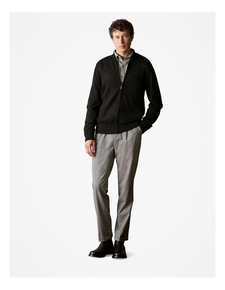 Regular Fit Brushed Cotton Flecked Shirt in Grey Marle