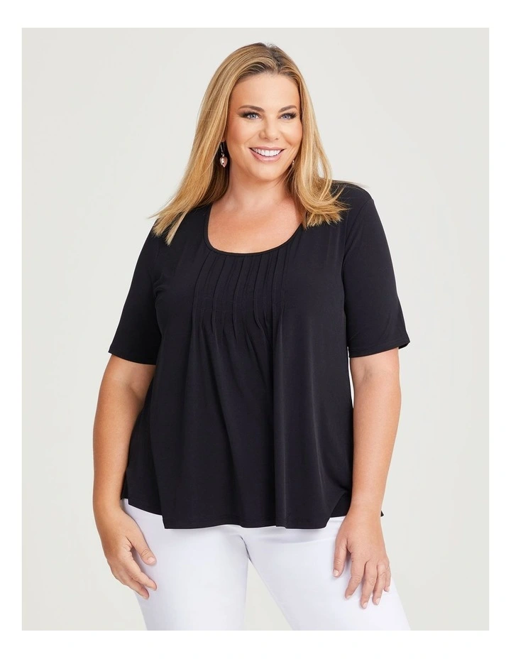 Pintuck Detail Top in Black