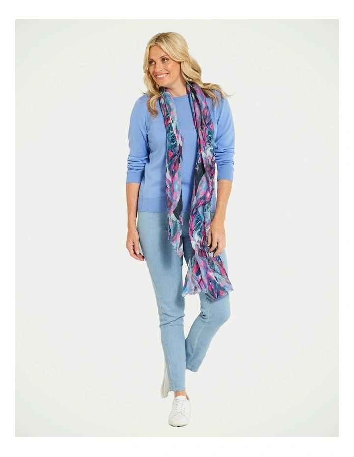 Melanie Merino Wool Crew Neck Sweater in Blue