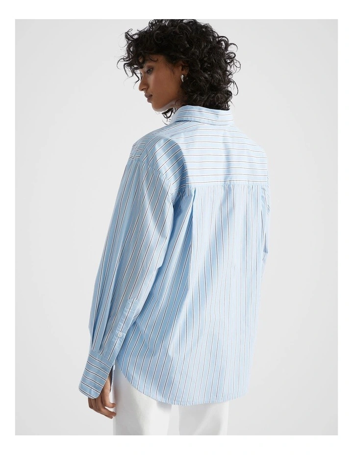 Poplin Pocket Front Shirt in Multi Stripe