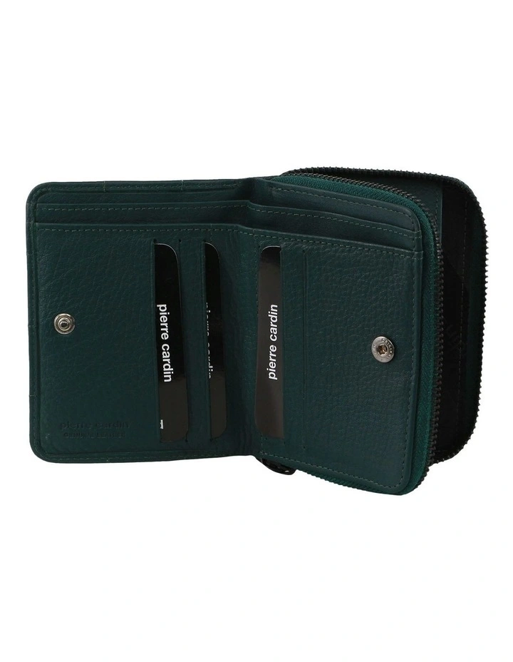 Italian Pleated Leather Press Stud Wallet in Zirkon