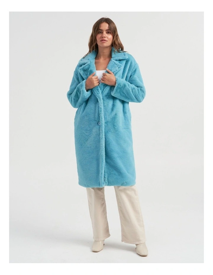 Rikke Vida Faux Fur Coat in Aqua