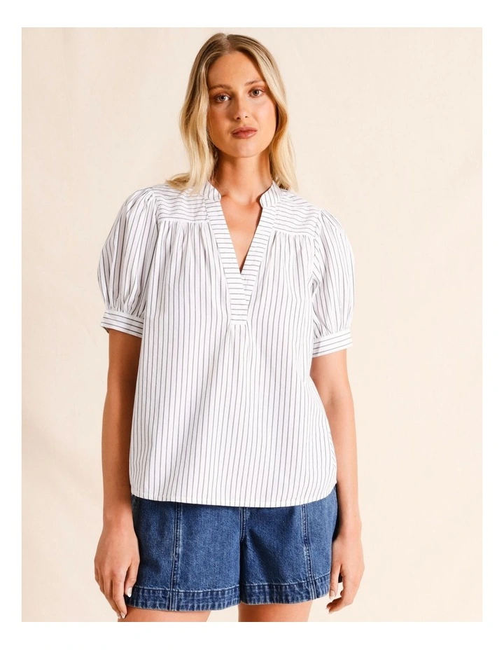 Organic Cotton Y/D Stripe Cotton Blouse in Assorted