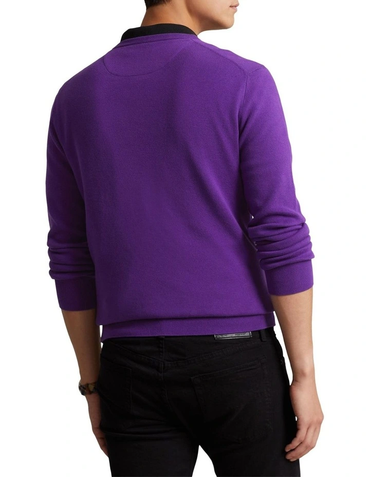 Cotton Crewneck Sweater in Purple