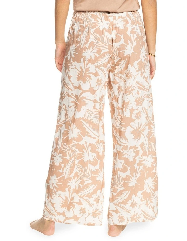 Midnight Avenue Wide Leg Trousers in Warm Taupe Happy Hibiscus