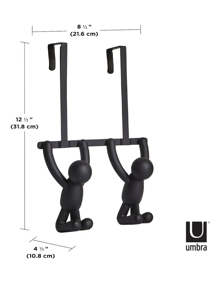 Buddy Over The Door Hook Double Hook 22 x 11 x 30cm in Black