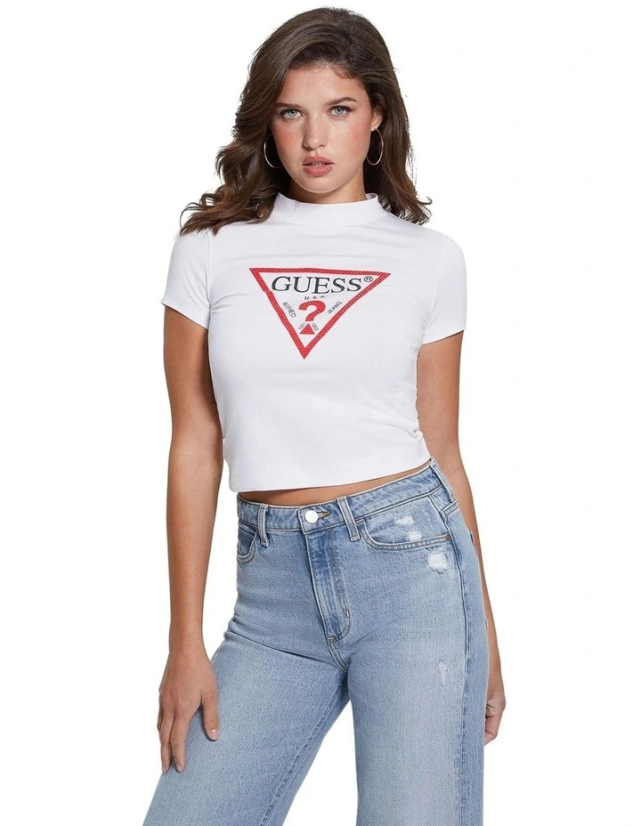 Triangle Strass T-shirt in Pure White