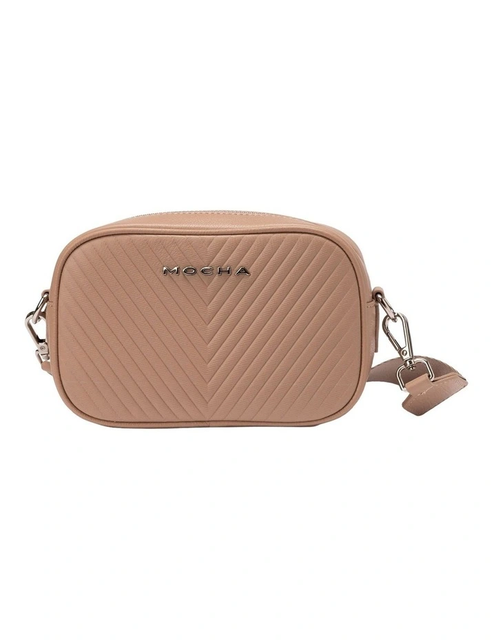 Petite Chevron Leather Crossbody Taupe