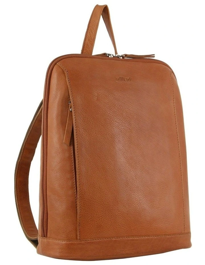 Nappa Leather Twin Zip Backpack in Cognac