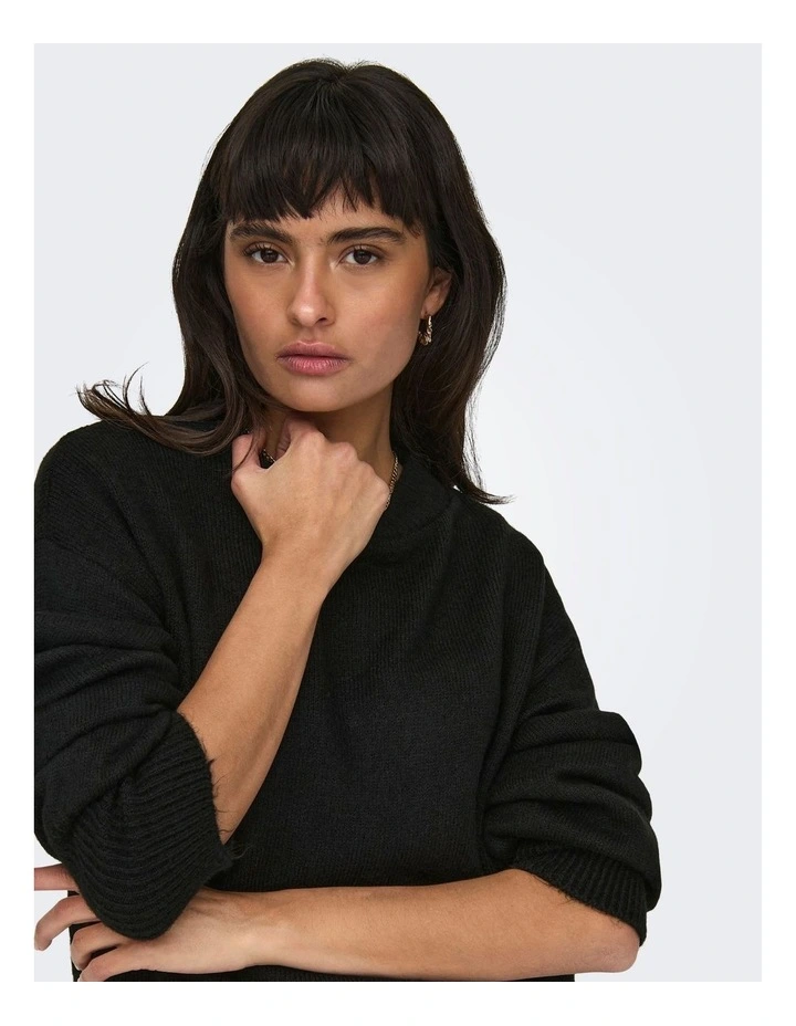 Jada Balloon Sleeve Knit Jumper in Black