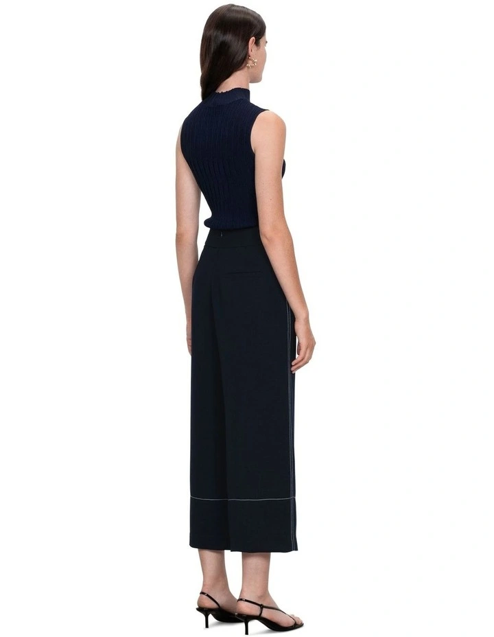 Double Weave Topstitched Culottes in Ink