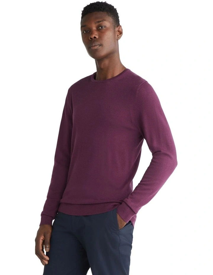 Merino Crew Neck Knit in Purple