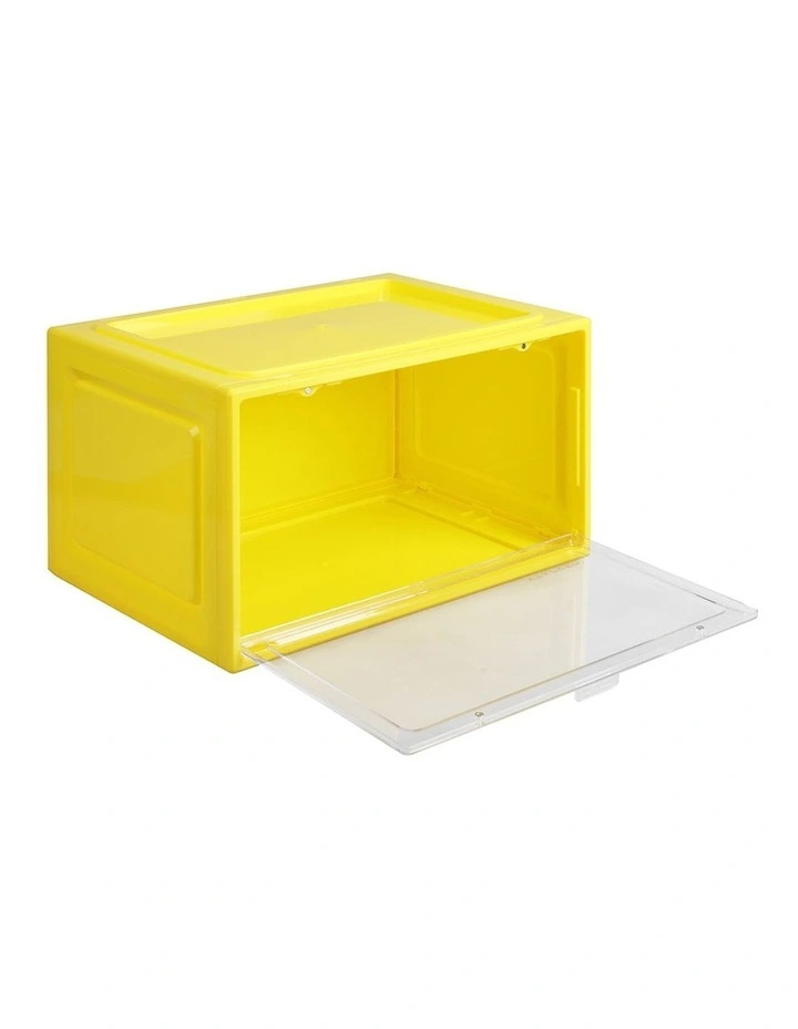 Sneaker Display Case Clear Shoe Storage Box Stackable Magnetic in Yellow