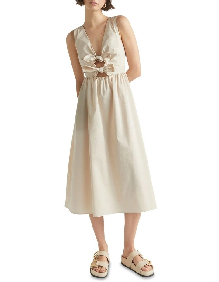 Sateen Tie Front Midi Dress
