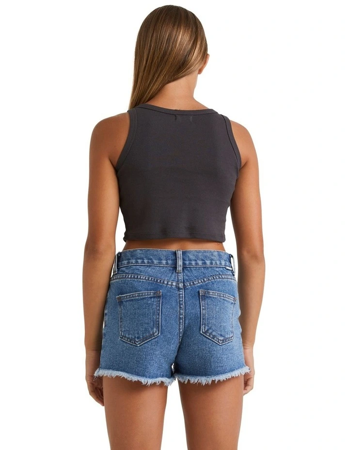 Free The Mind Crop Tank in Black Sands