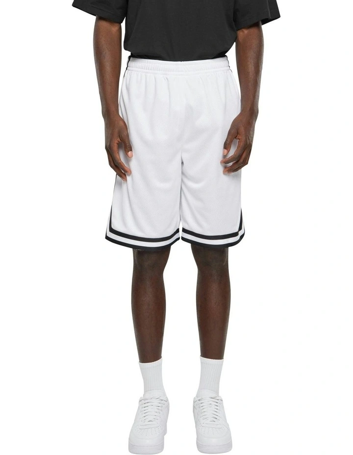 Stripes Mesh Short in White/Black