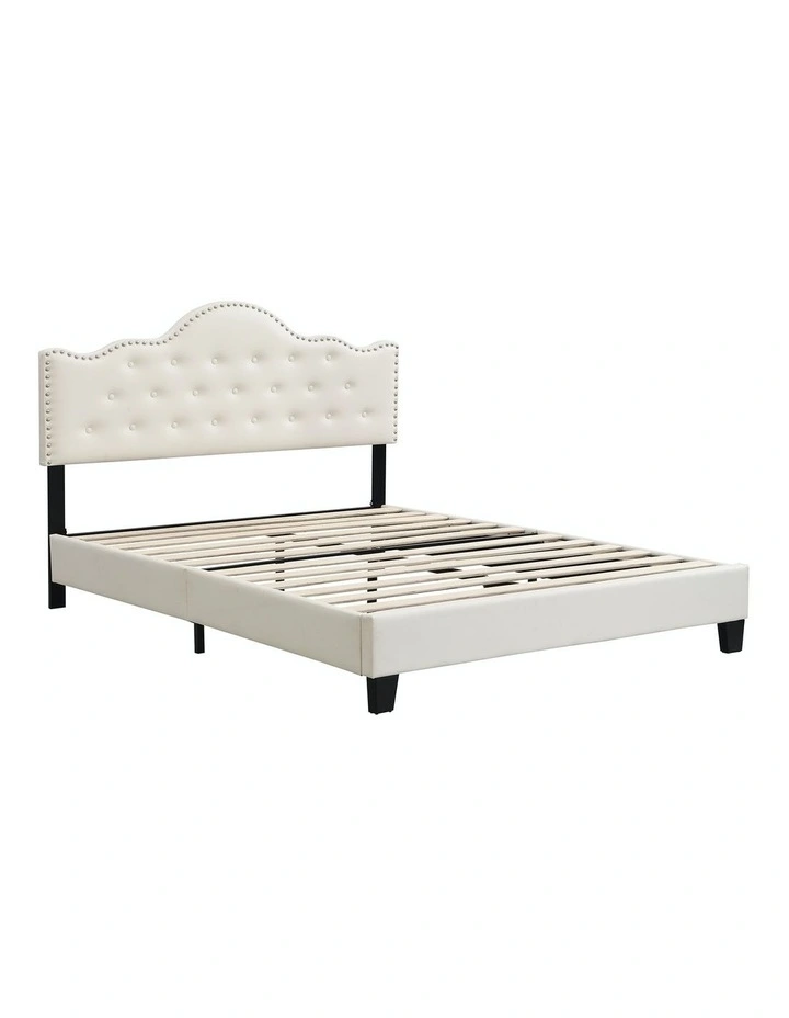 Upholstered Button Tufted Queen Bed Frame BEF05 in Beige
