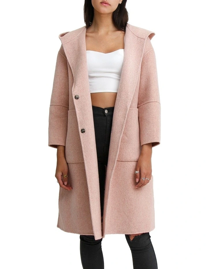Walk This Way Blush Wool Blend Oversized Coat