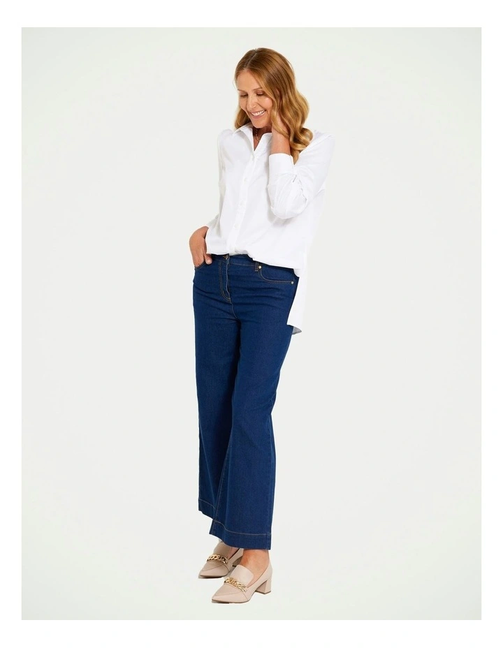 Bec Wide Leg Zip Up Jeans in Indigo