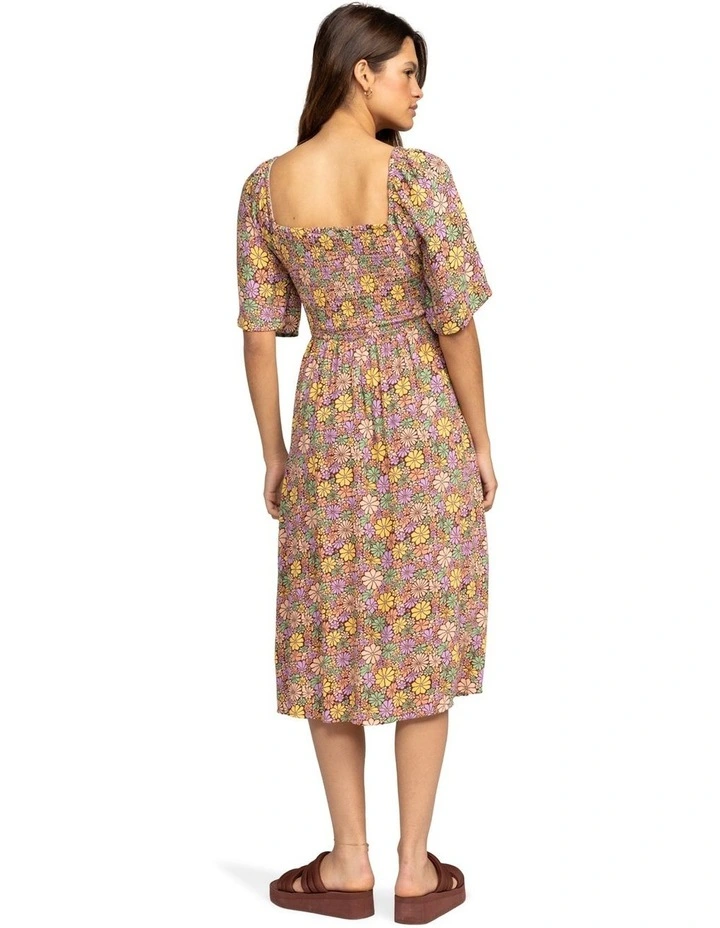 Tropical Sunshine Midi Dress in Root Beer