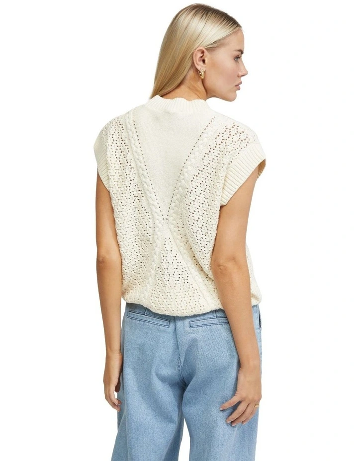 Monica Cable Knit Vest in Cream