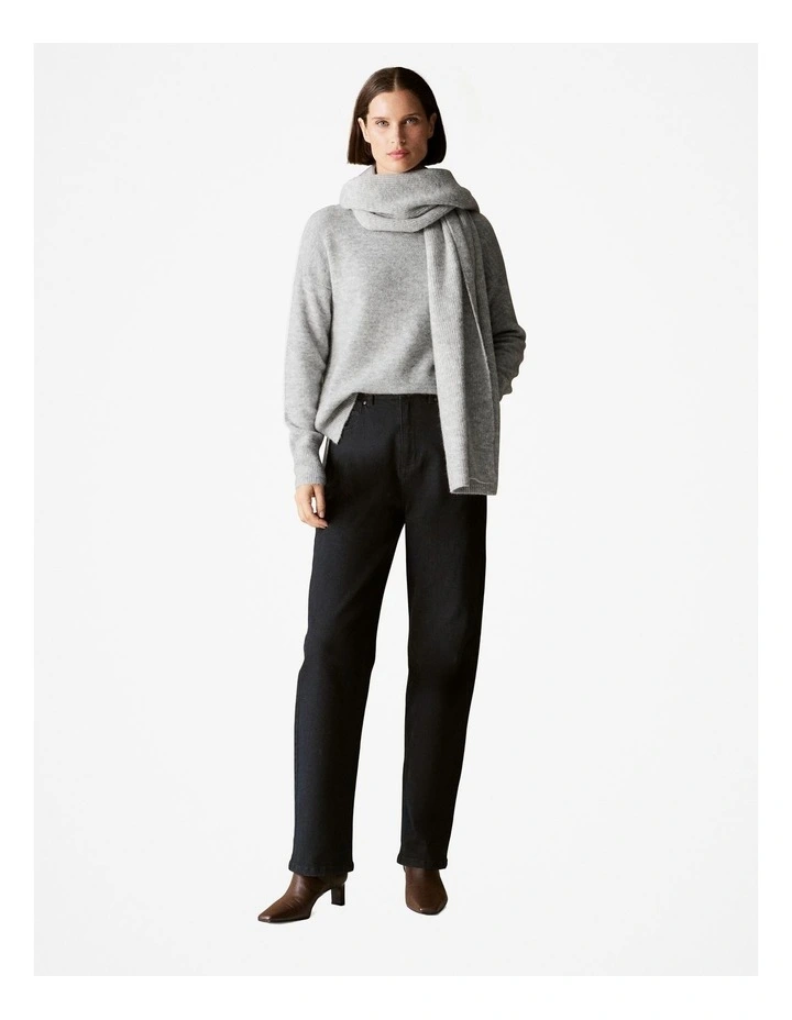Alpaca Merino Blend Mock Neck Knit in Light Grey Melange