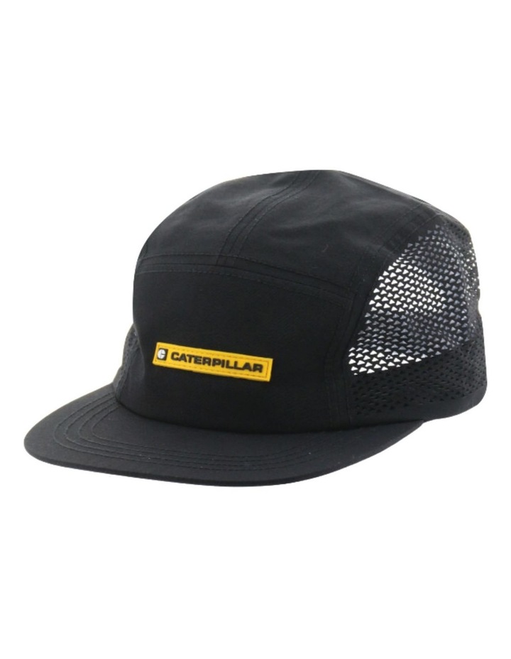 Ao Print Polyester Mesh Snapback Baseball Cap in Pitch Black