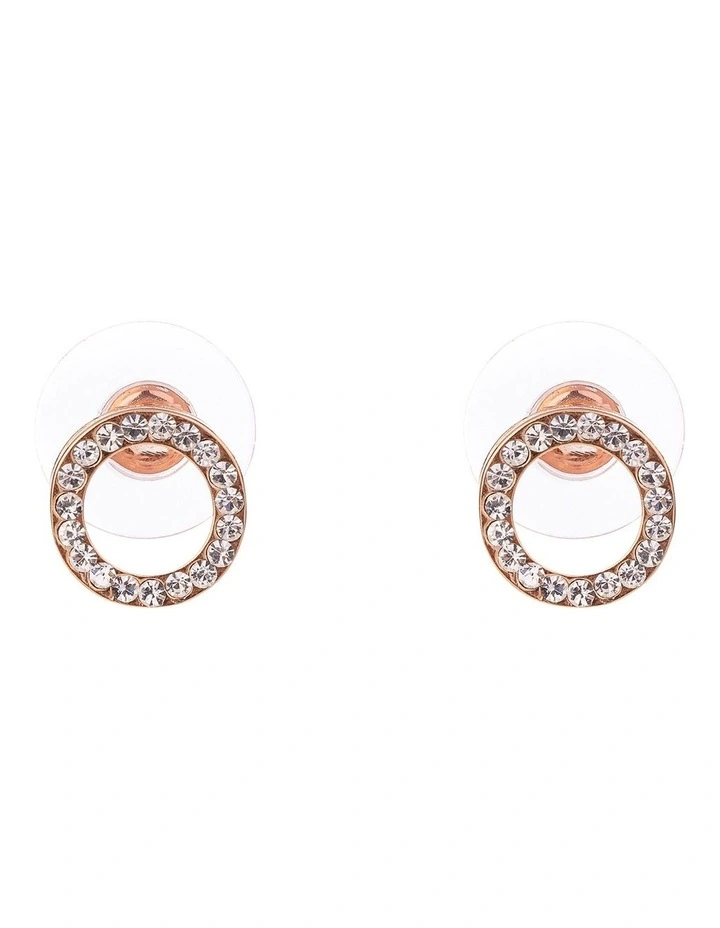 Cubic Zirconia Rose Gold Circle Earrings GJEL118M