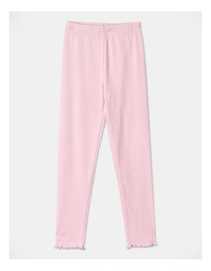 Essential Ribbed Lettuce Edge Legging in Pink
