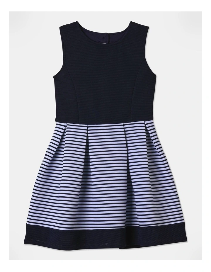 Ottoman Stripe Dress In Navy