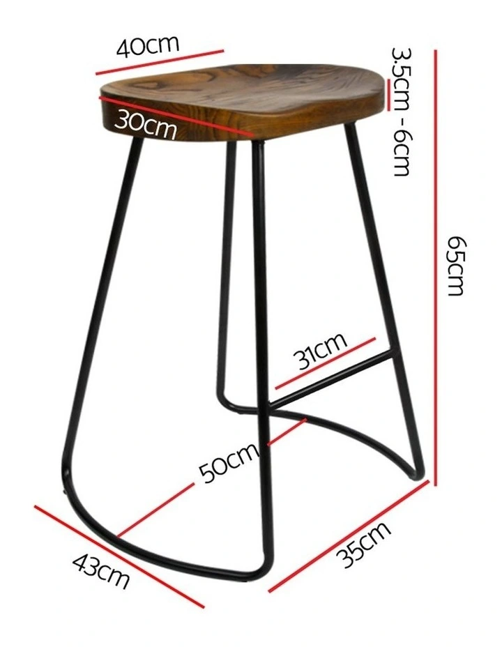 Set Of 2 Wooden Backless Bar Stools