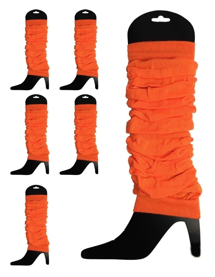Knitted Leg Warmers 6 Pack in Orange