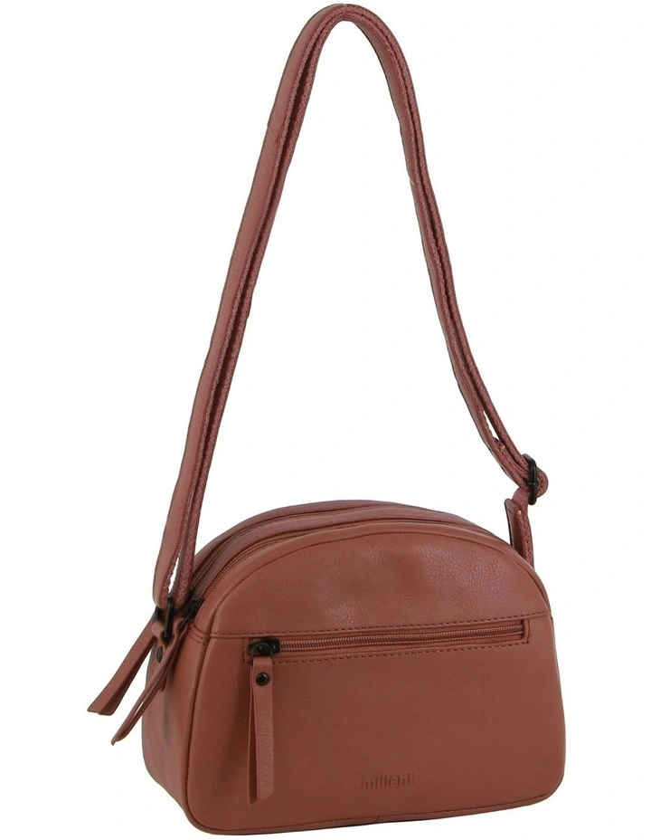 Leather Multi-Zip Cross-Body Bag in Rose
