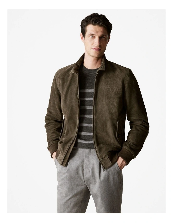 Regular Fit Suede Jacket in Espresso