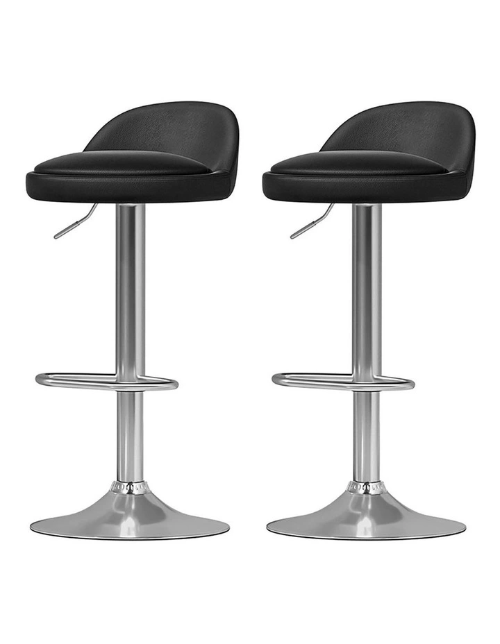 PU Leather Gas Lift Bar Stools 2x in Black