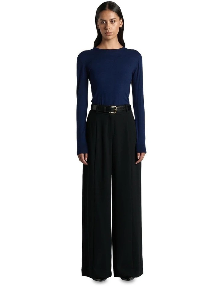 Seam Detail Wide Leg Pant in Black