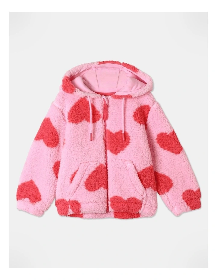 Teddy Fleece Hoddie in Pink