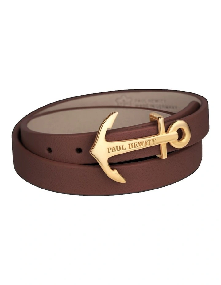 PH WB G 1M North Bound Leather Bracelet Gold / Brown