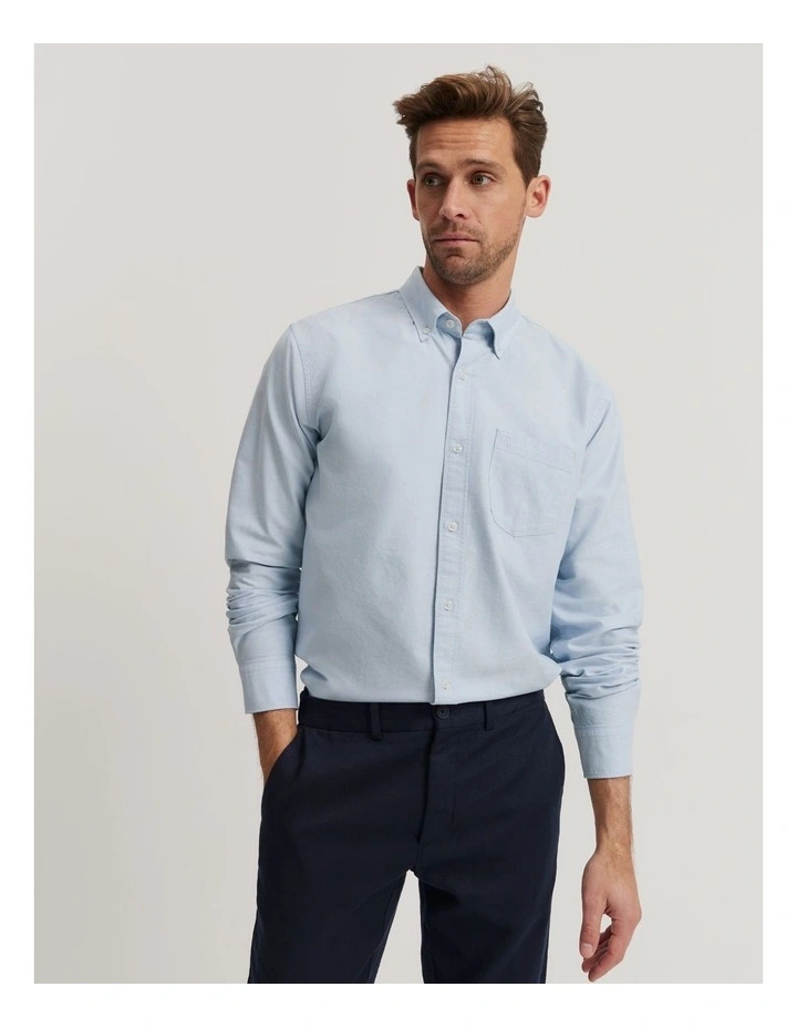 Regular Fit Organically Grown Cotton Oxford Shirt in Pale Blue