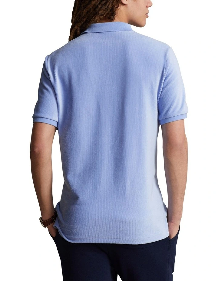Classic Fit Knit Corduroy Polo Shirt in Blue